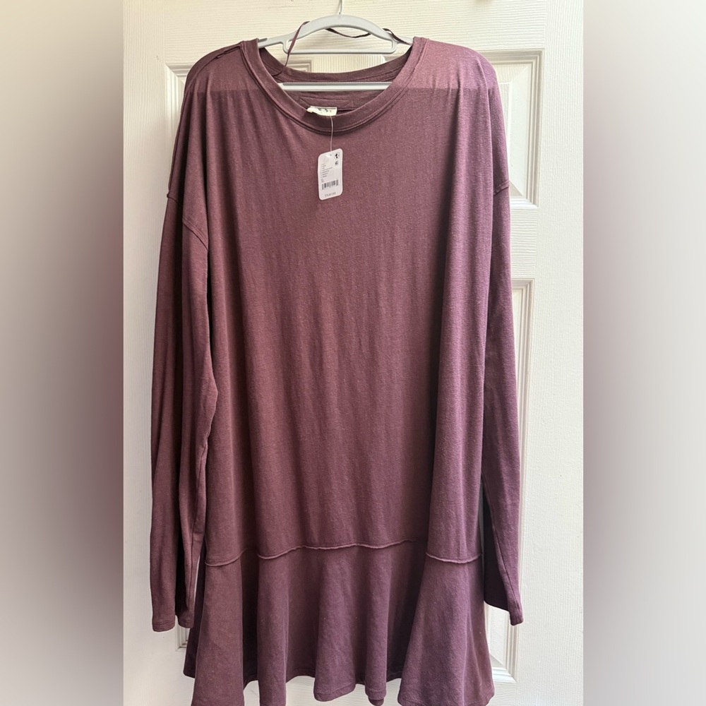 Women's Mauve Long-Sleeve Peplum Tunic Top